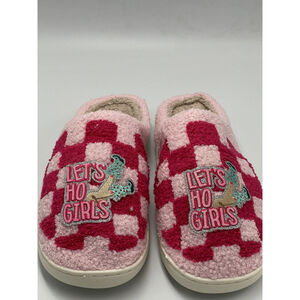 Ablinco Women’s House Slippers Let’s Ho Girls Size 11.5 (44-45) Pink NWOT Elf
